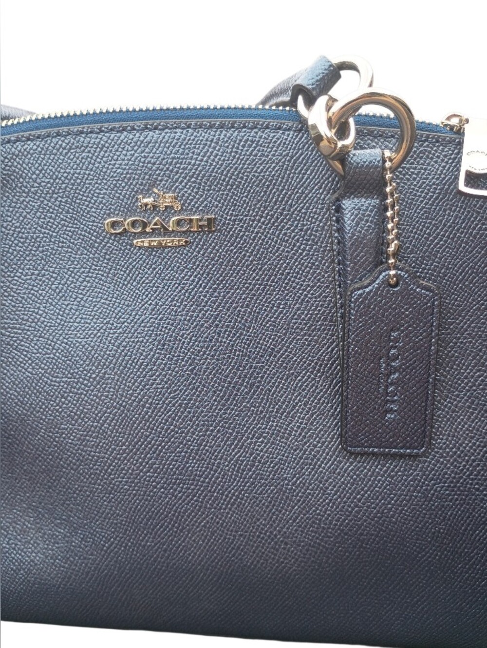 SOLD Coach Metallic Navy Blue Leather Mini Christie Carryall Satchel - Picture 2 of 16